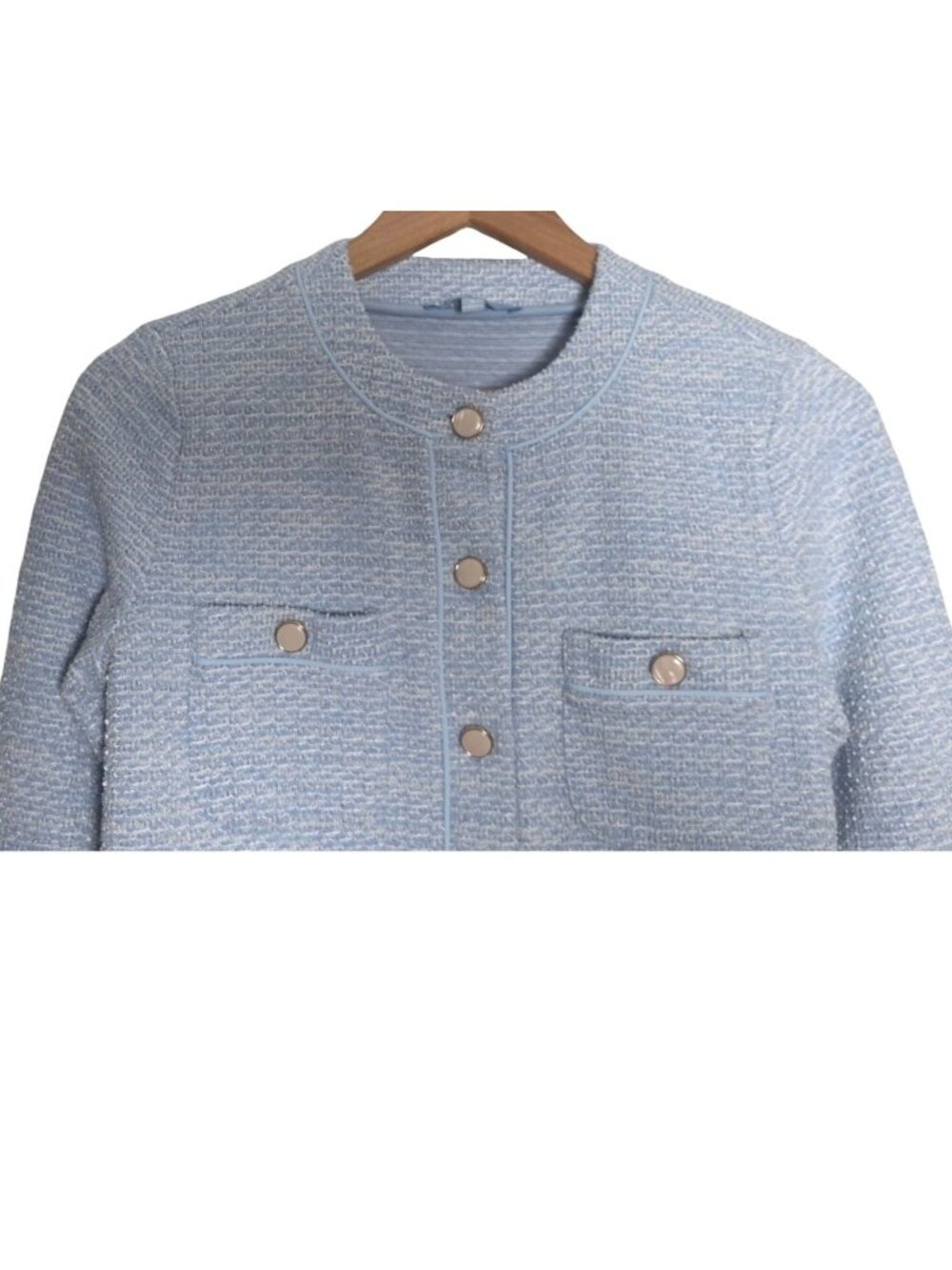 Women's - Antonio Melani Blue Knit Jacket, Size Small - Picture 3 of 8